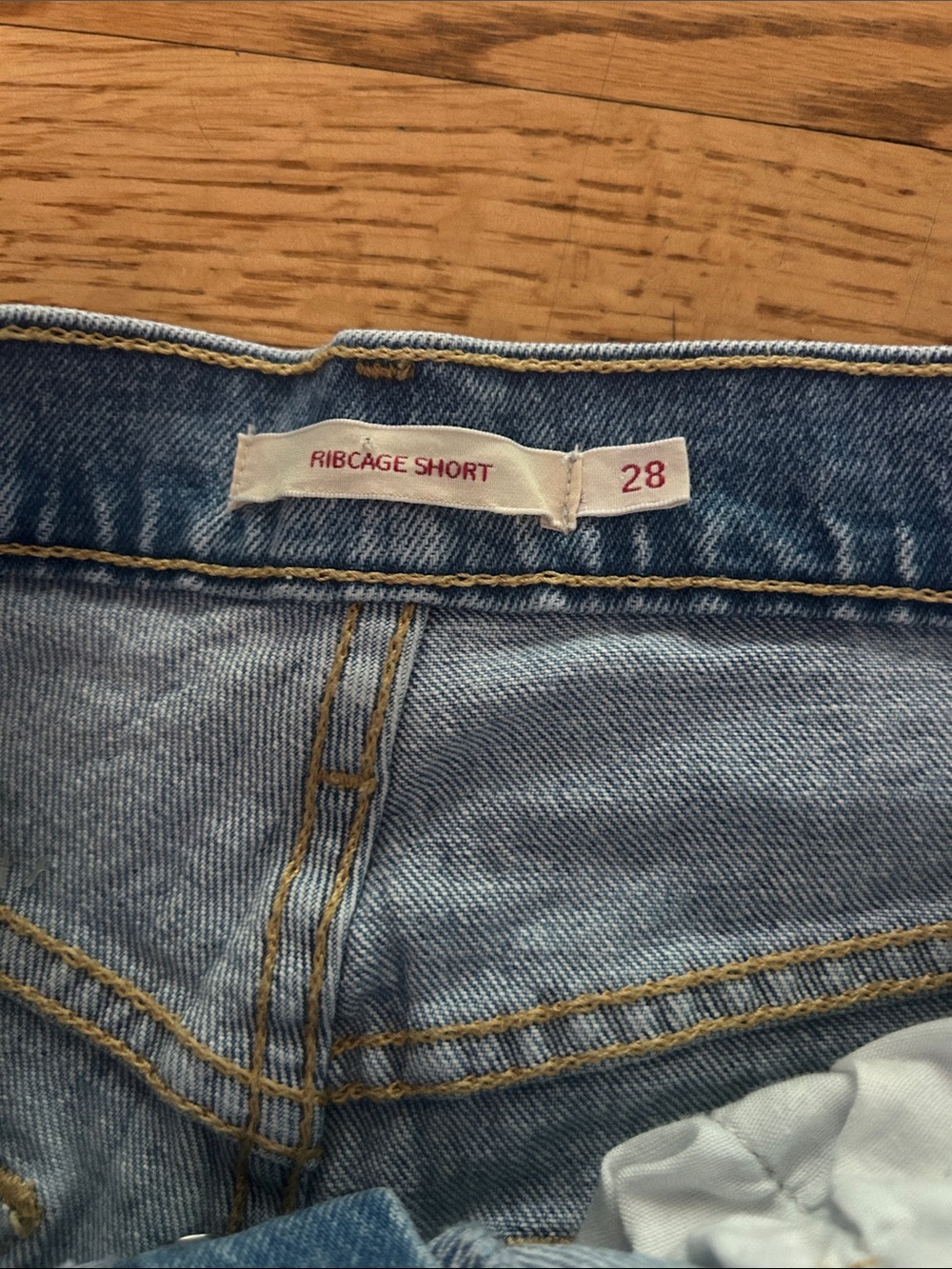 Levi's Light Blue Distressed High-Rise Denim Shorts - Picture 4 of 6
